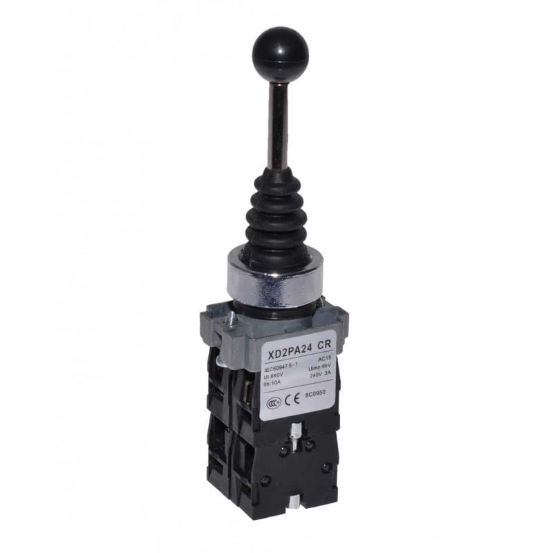 Controller cu Maneta 4 Pozitii cu Revenire, Tip Joystick, Diametru montaj 22mm, Metalic, 3A