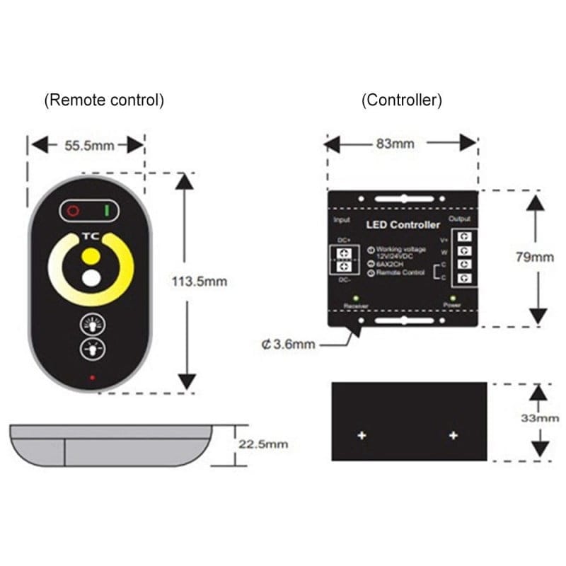 Controller Led Monocrom, Touch, 12V/24V
