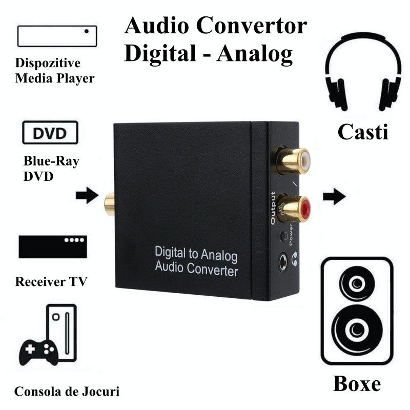 Convertor Digital Audio la Analog + Iesire Audio Jack 3.5 mm