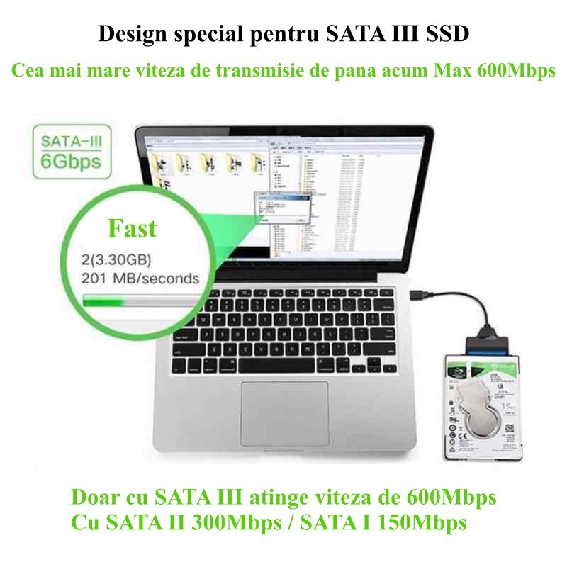 Convertor Hard Disk cu Usb 3.0 la Sata 4TB, 130mm, ElectroAZ