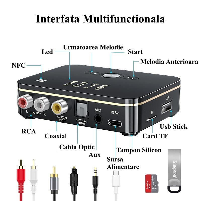 Convertor Digital Audio Smart, NFC M8, Wireless, Bluetooth 5.0, RX / TX