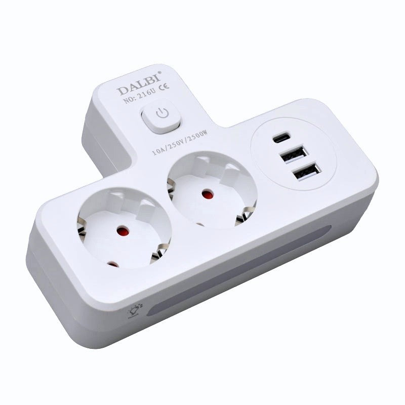 Dublu Stecher Multifunctional cu 2 x Usb QC3.0 - 1PD 20W si Lumina de Veghe