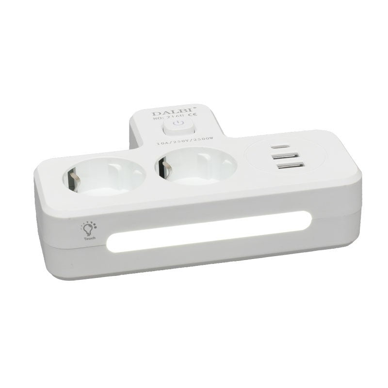 Dublu Stecher Multifunctional cu 2 x Usb QC3.0 - 1PD 20W si Lumina de Veghe