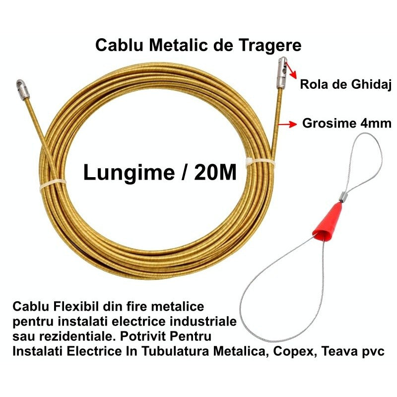 Fir Metalic de Tragere Cablu Electric 4mm x 20M