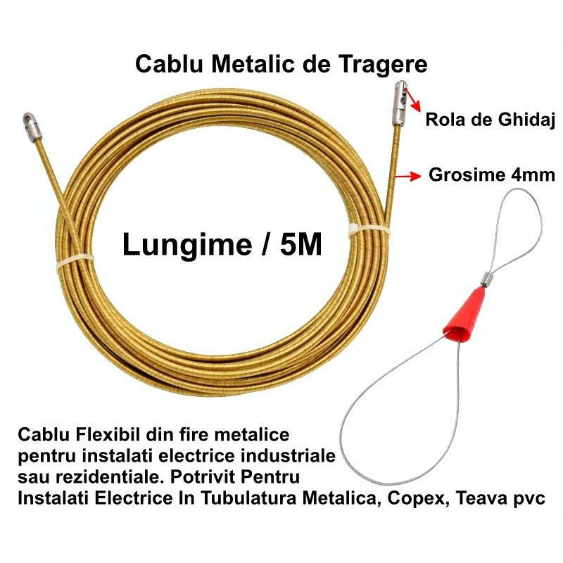 Fir Metalic de Tragere Cablu Electric 4mm x 5M