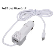 Incarcator Auto Fast Micro Usb 3,1A + Usb 100cm