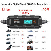 Incarcator Digital Smart F6000 de Acumulatori Li-ion / Plumb-Acid 6V-12V / AGM - BYGD