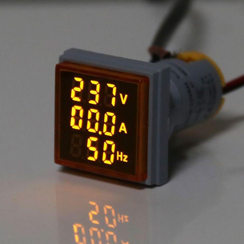 Indicator Digital 3 in 1 Galben AC ,Voltmetru, Ampermetru, Frecventa