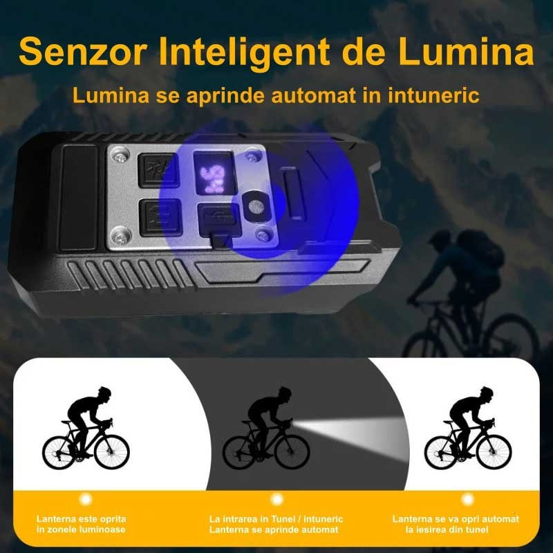 Lanterna de Bicicleta cu 9 Leduri si Senzor de Lumina L-S75