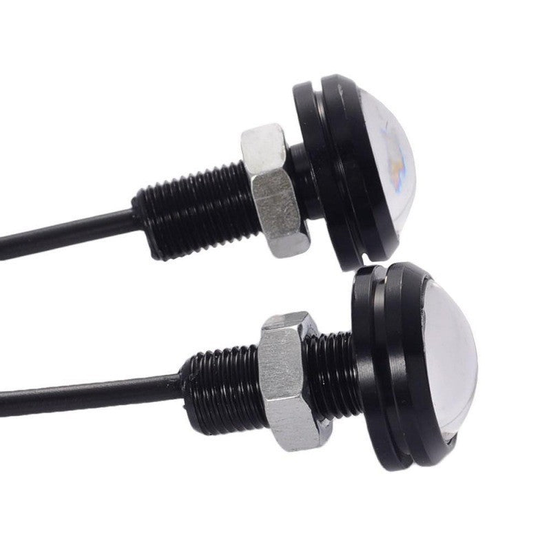 Set 2 Buc LED Auto cu fir, Diametru 18mm, 12V, Putere 9W, Galben