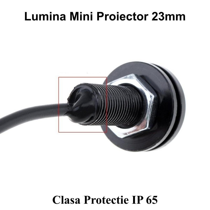 Leduri Auto Waterproof cu fir, Diametru 23mm, 12V, Putere 9W, Set 2 Buc, Mov