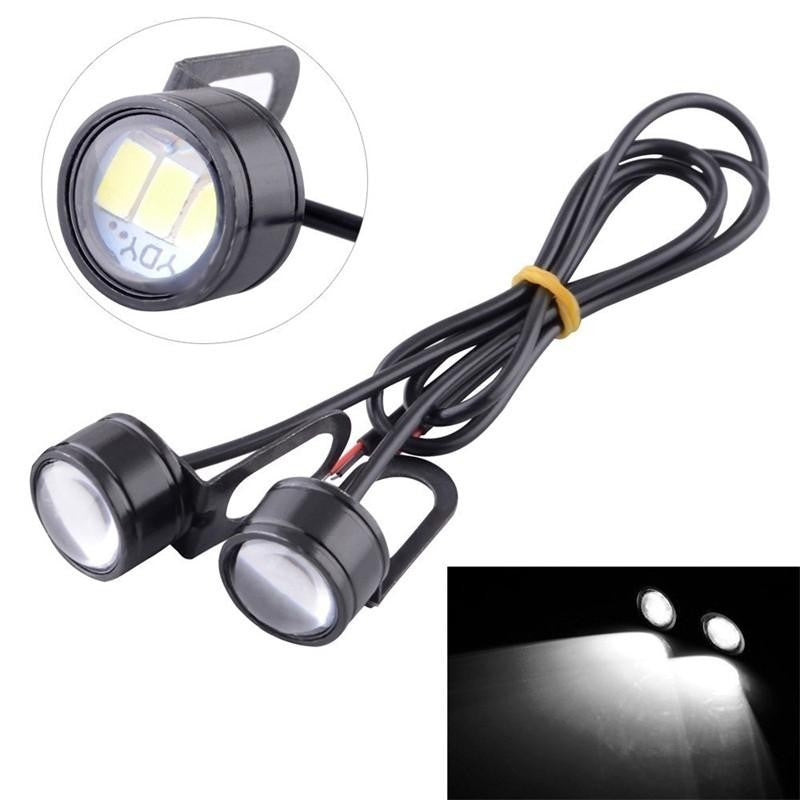 Set 2x LED Auto/Moto cu suport metalic si fir, Diametru 23mm, 9W, Verde