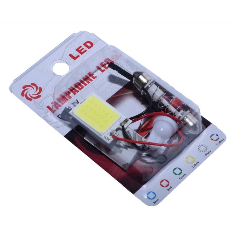 LED Auto COB Plafoniera, 36 Led, Lumina Alb-Rece, Adaptor Feston/T10, 6W