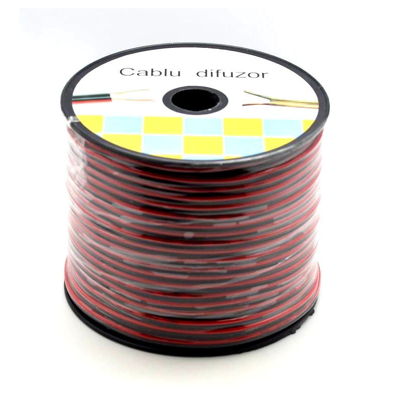 Cablu pentru Difuzoare Audio, Profesional, Bifilar 2x1.5, Rola 100m, Transparent