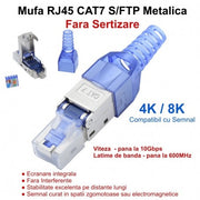 Mufa RJ45 CAT 7 - S/FTP Metalica Albastru / Fara Sertizare