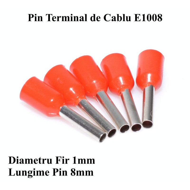 Pin Termianl Pentru Cablu E1008 Rosu , 100Buc/Set