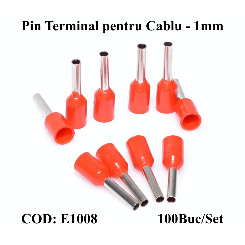 Pin Termianl Pentru Cablu E1008 Rosu , 100Buc/Set