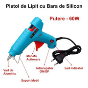Pistol de Lipit 60W cu Bara Silicon 11mm / HJ025