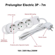 Prelungitor Electric 3 Prize si Protectie Copii, Cablu 3x1mm / 7m