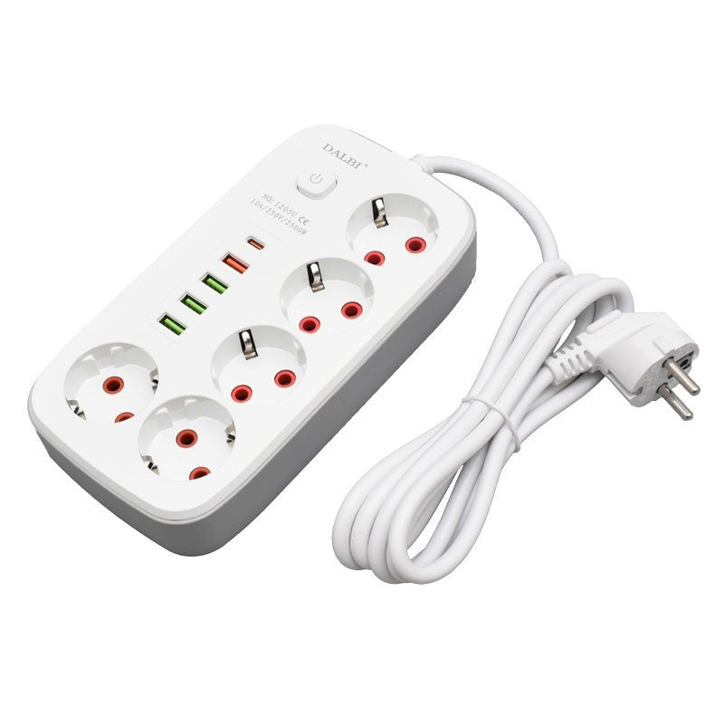 Prelungitor Multifunctional 5 prize - 2m cu 4 x USB 2,1A - PD si Intrerupator