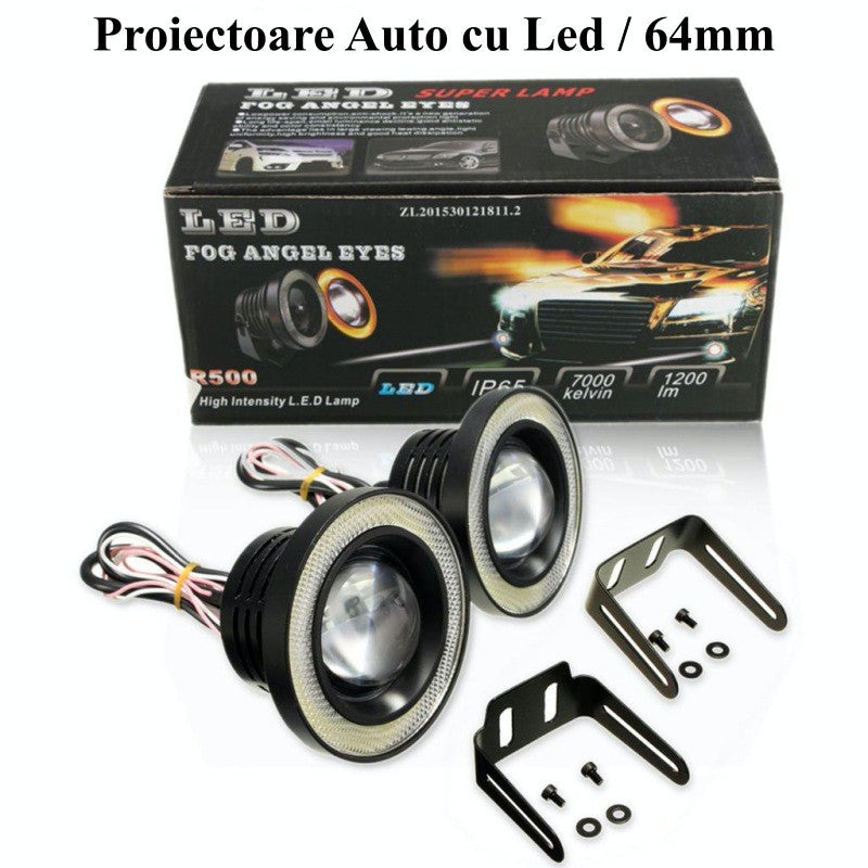Set Proiectoare Auto LED Universale, 64MM / 10W / 3200LM