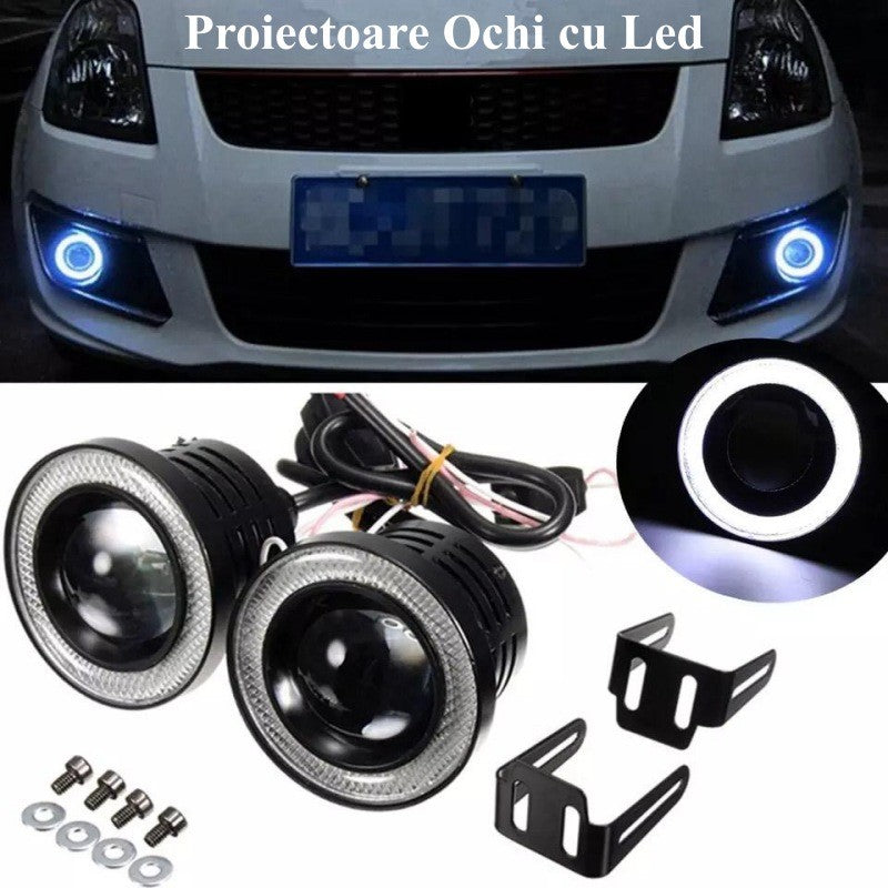 Set Proiectoare Auto LED Universale, 76MM / 10W / 3200LM