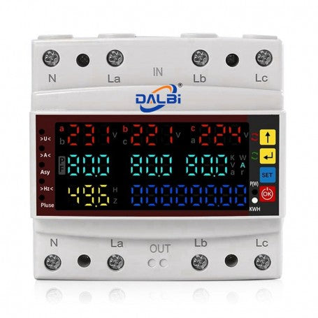 Protector Multifunctional Trifazic 100A - V/A/Hz/Kwh