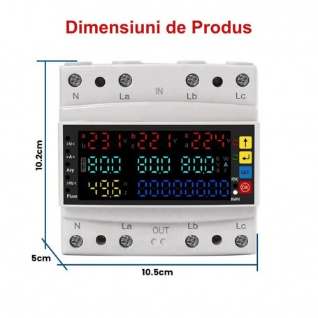 Protector Multifunctional Trifazic 100A - V/A/Hz/Kwh