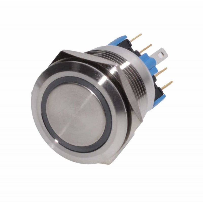Buton Push Metalic, 220V, 22mm, cu Retinere, Led Verde, Mufa inclusa, ElectroAZ