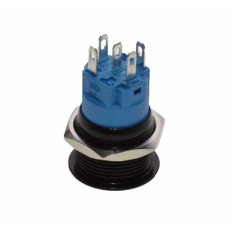 Buton Push Negru 19mm cu Retinere si Led Rosu, ElectroAZ