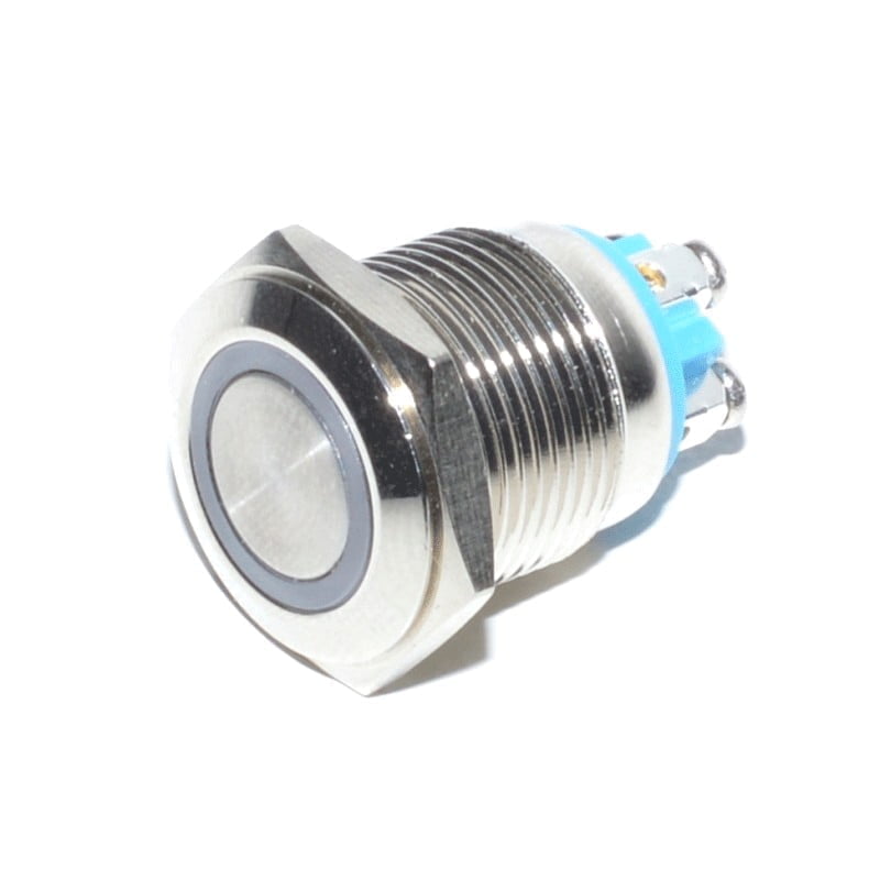Buton Metalic cu LED, Tip Push, Cu Led, Fara Retinere, 16mm, 12V