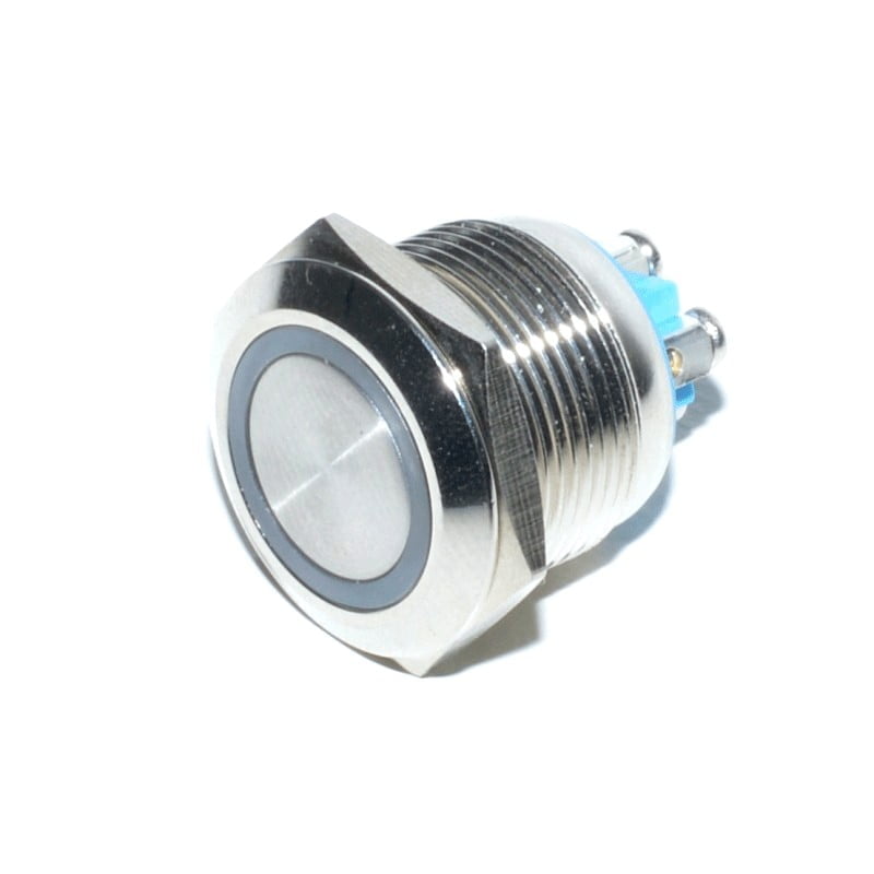Buton Metalic cu LED, Tip Push, Fara Retinere, 19mm, 24V