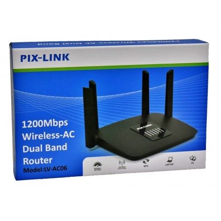 Router Wireless AC 1200Mbs Dual Band 2,4G/5G Pix-Link LV-AC06