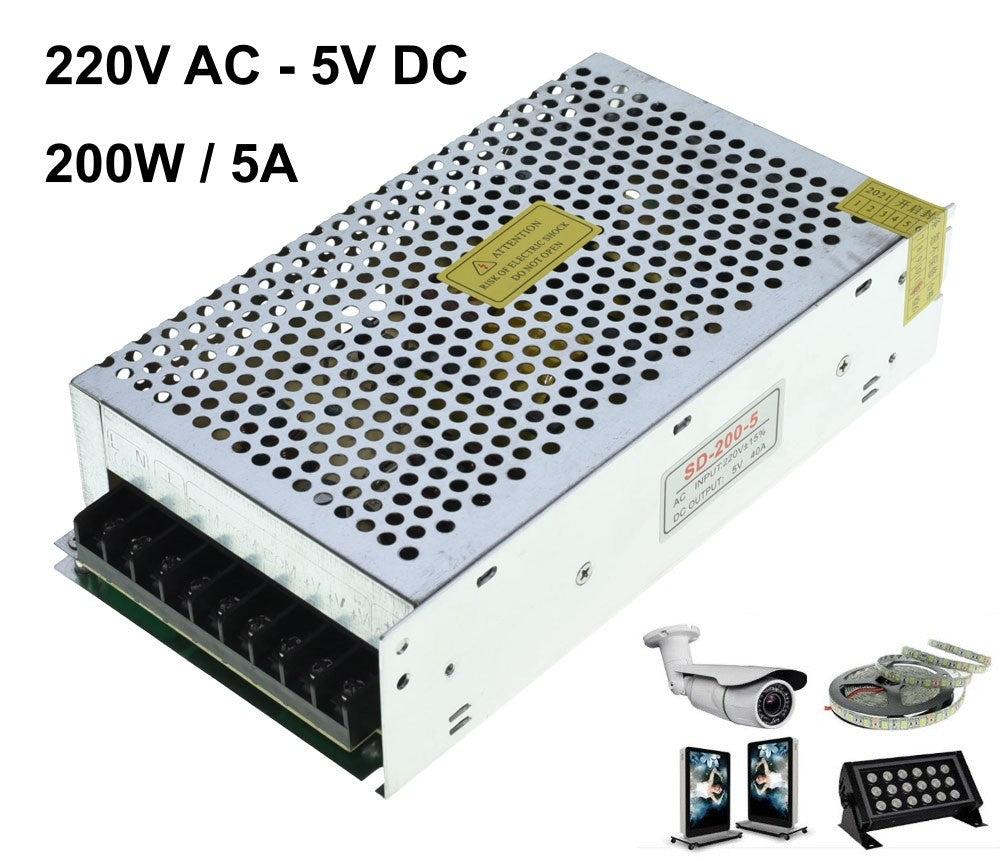 Sursa de Alimentare, Carcasa Metalica, Interior, 5V, 200W, 40A