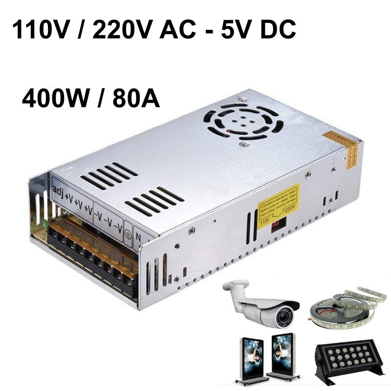 Sursa Alimentare 5V, Metalica cu Ventilator, 80A, Putere 400W, ElectroAZ
