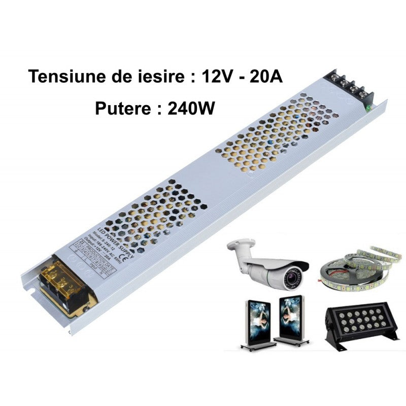 Sursa de Alimentare, Slim, Interior, 12V, 240W, 20A