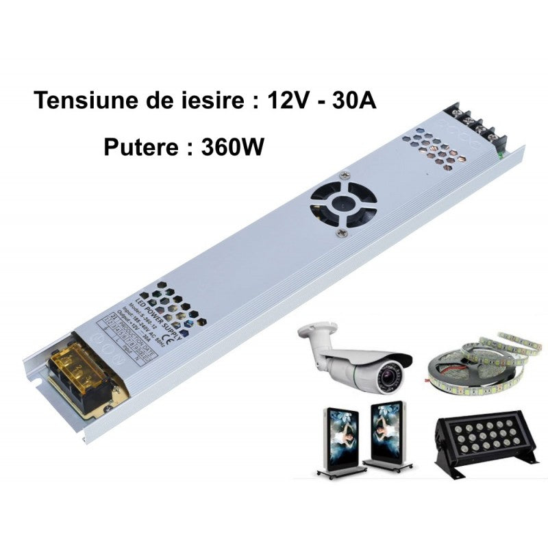 Sursa de Alimentare, Slim, Interior, 12V, 360W, 30A