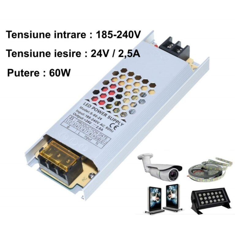 Sursa de Alimentare, Slim, Interior, 24V, 2,5A, 60W