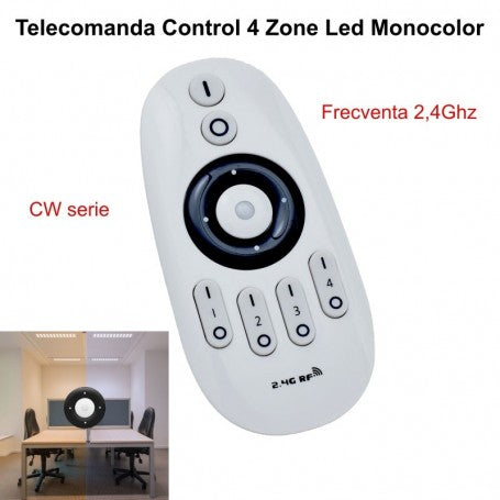 Telecomanda Controller Led CCT Monocolor, 4 Zone, RF 2,4GHz - Reglaj intensitate si Temperatura