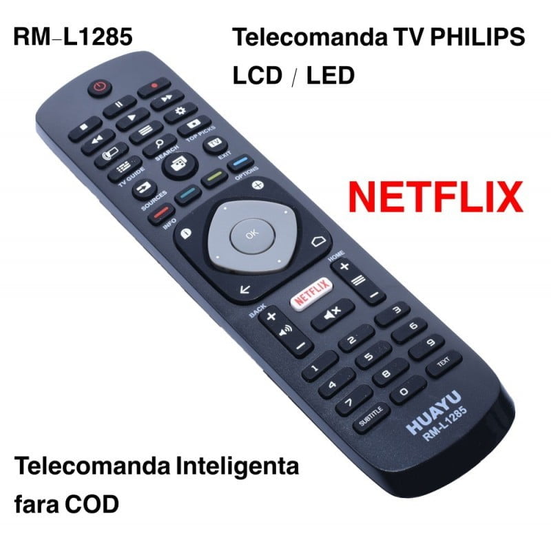 Telecomanda pentru TV Philips, Inteligenta, Fara cod, Butoane Netflix, LED/LCD