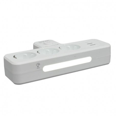 Triplu Stecher Multifunctional cu 2 x Usb QC3.0 - 1PD 20W si Lumina de Veghe